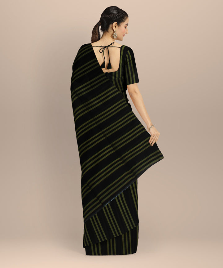 Black green handwoven cotton bengal saree