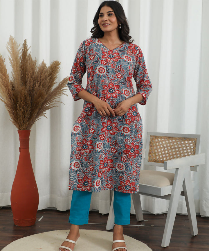 Radiant Vibes Azofree Handblock Printed Pure Cotton Kurti