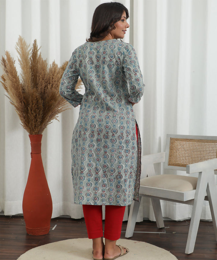 Lilac Dreams Azofree Handblock Printed Pure Cotton Kurti