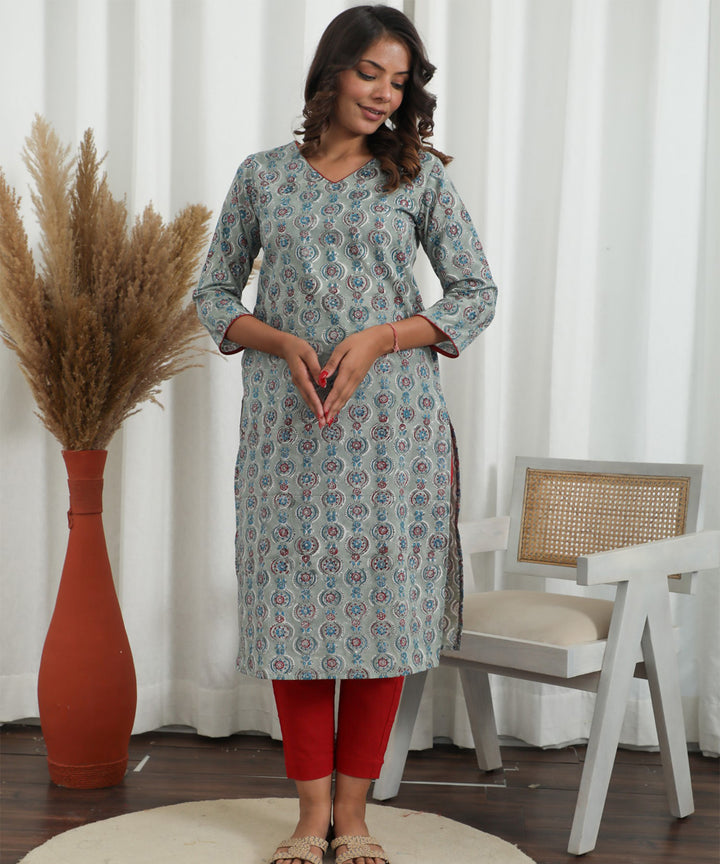 Lilac Dreams Azofree Handblock Printed Pure Cotton Kurti