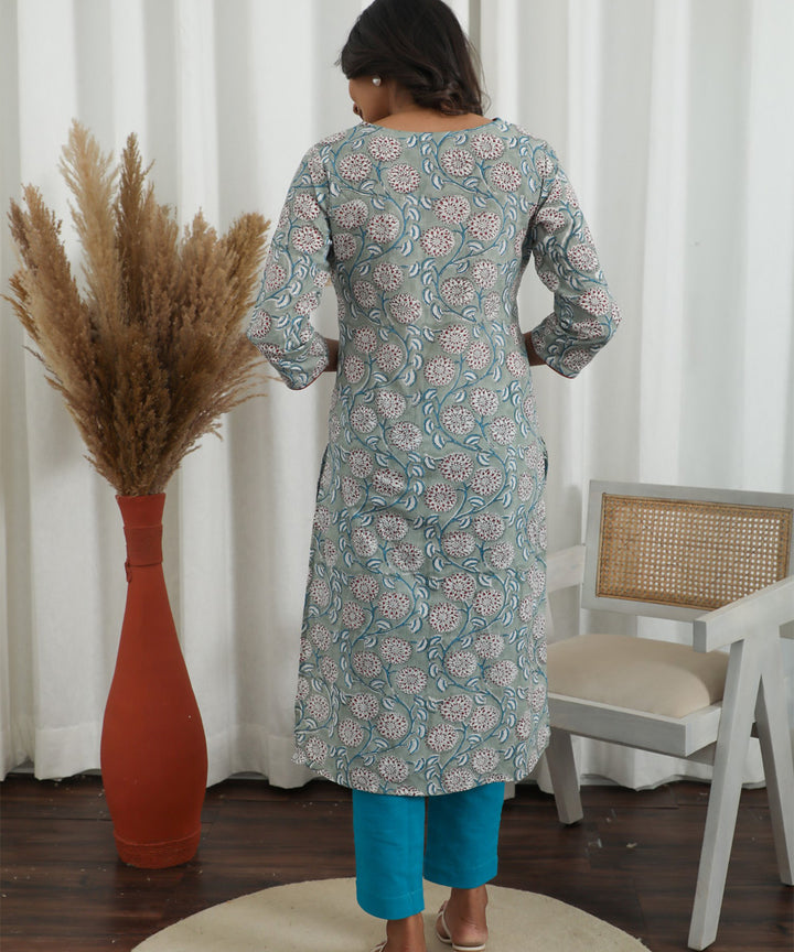 Daisy Chain Azofree Handblock Printed Pure Cotton Kurti