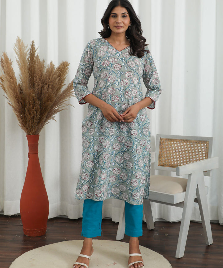 Daisy Chain Azofree Handblock Printed Pure Cotton Kurti
