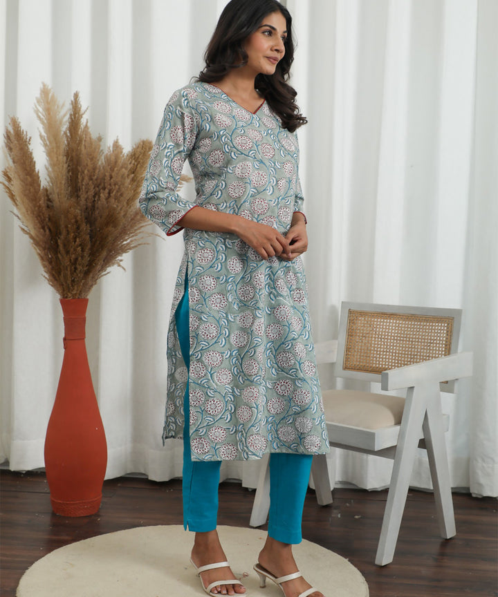 Daisy Chain Azofree Handblock Printed Pure Cotton Kurti