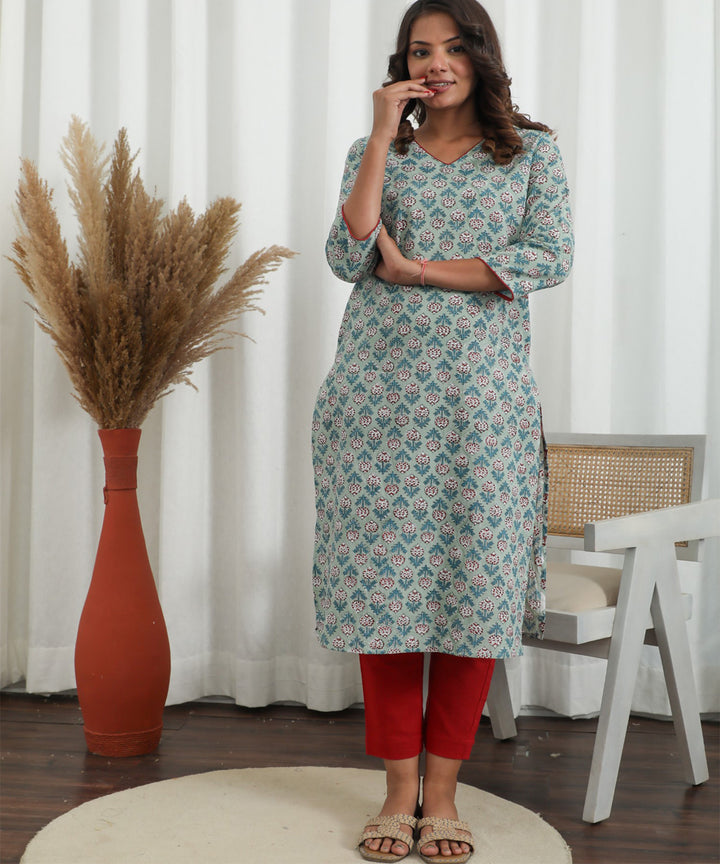 Petal Push Azofree Handblock Printed Pure Cotton Kurti