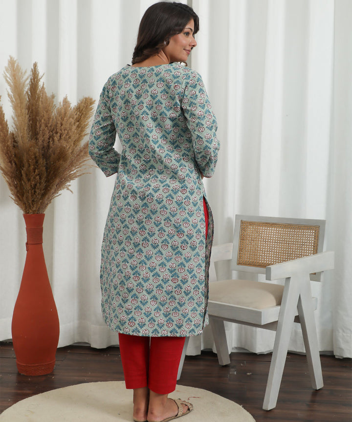 Petal Push Azofree Handblock Printed Pure Cotton Kurti