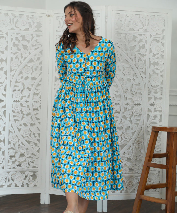 Elysian Azofree Handblock Printed Pure Cotton Dress