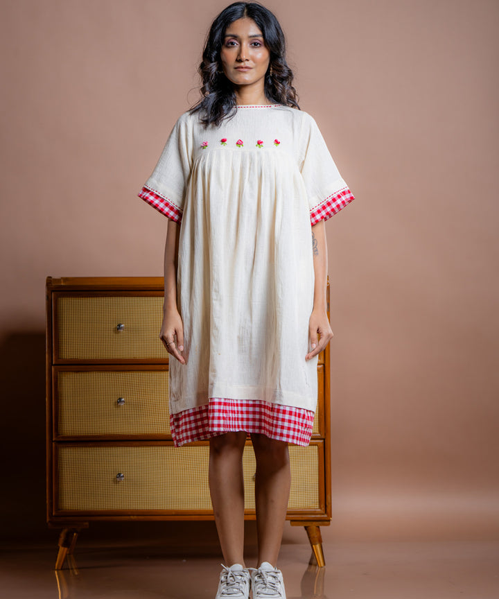 Nyara embroidered kora kala cotton dress