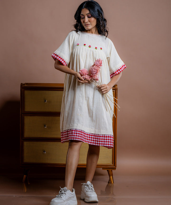 Nyara embroidered kora kala cotton dress