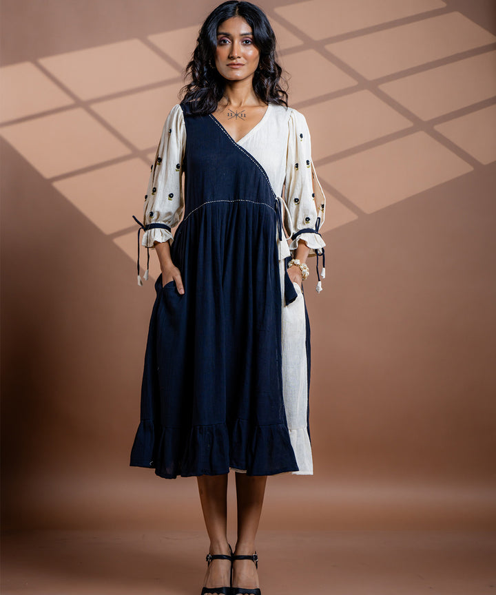 Selene embroidered black kala cotton dress