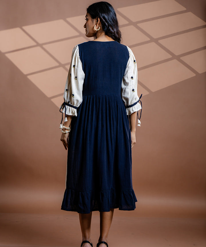 Selene embroidered black kala cotton dress