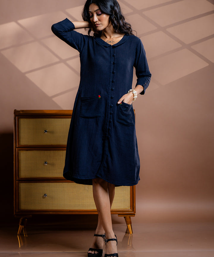 Noir embroidered black kala cotton dress