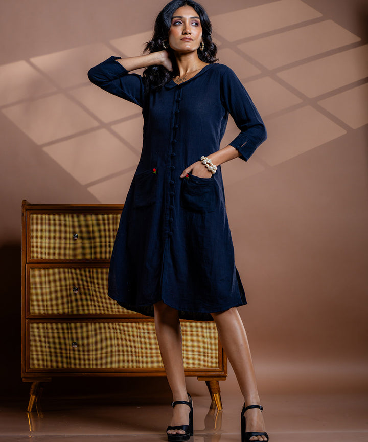 Noir embroidered black kala cotton dress