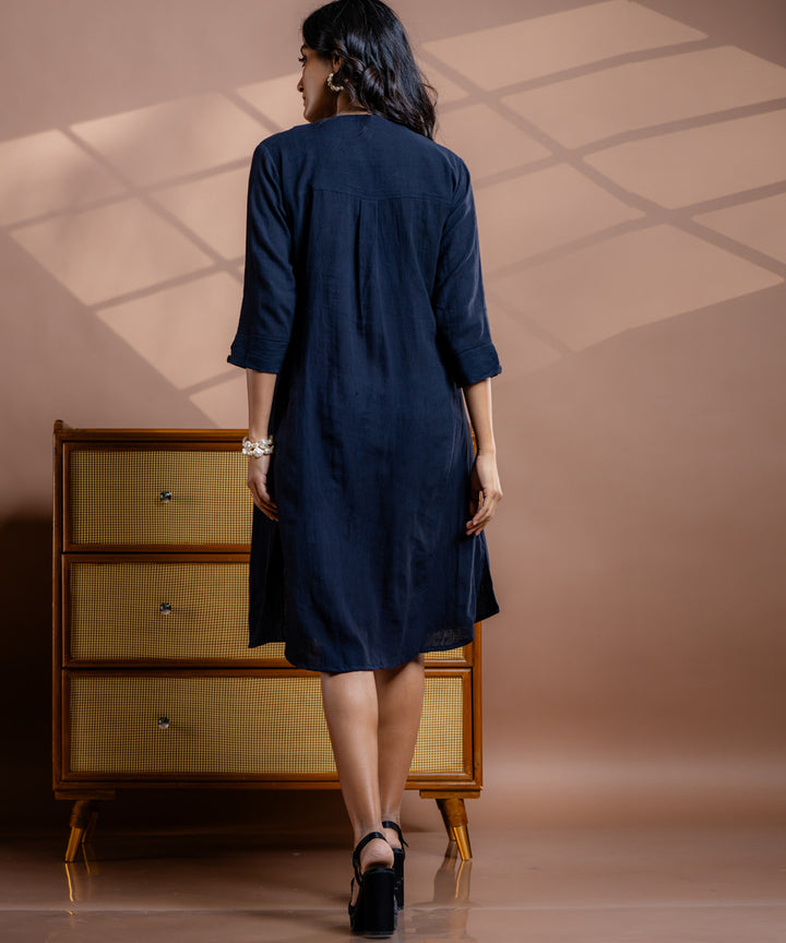 Noir embroidered black kala cotton dress