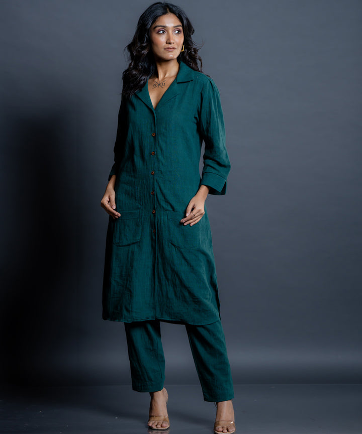 Teal horizon handwoven kala cotton co-ord set