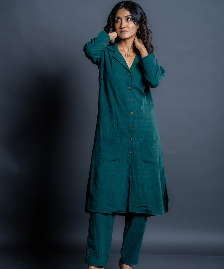 Teal horizon handwoven kala cotton co-ord set