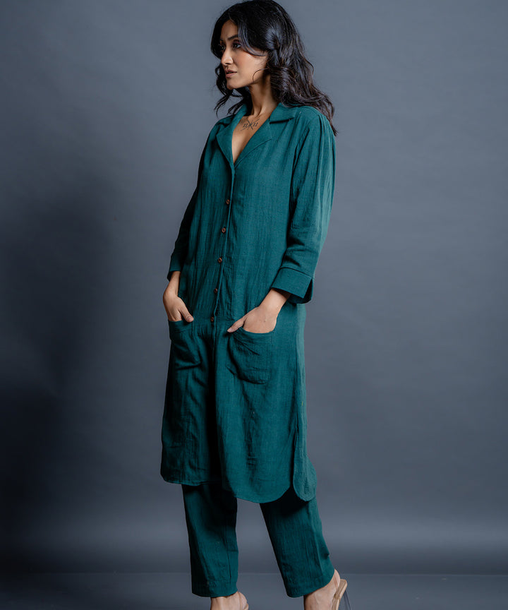 Teal horizon handwoven kala cotton co-ord set