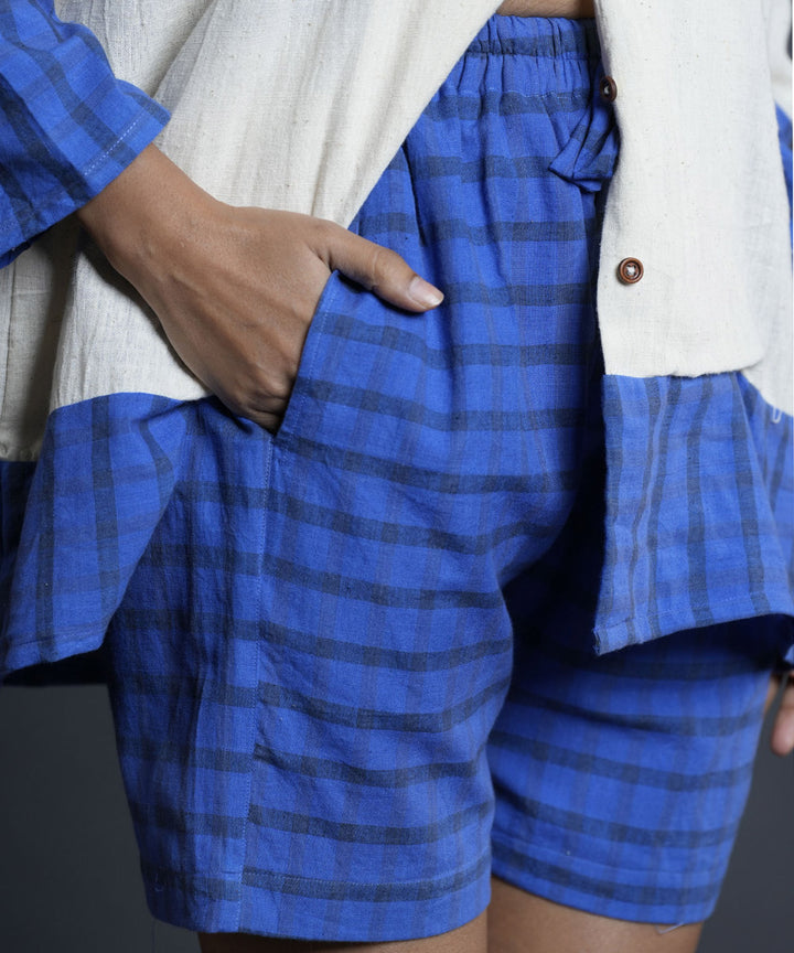 Rivaa indigo handwoven cotton shorts