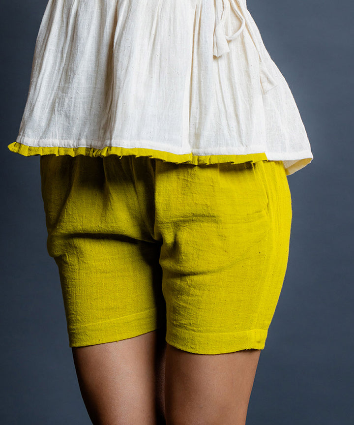 Kiva mustard green handwoven shorts