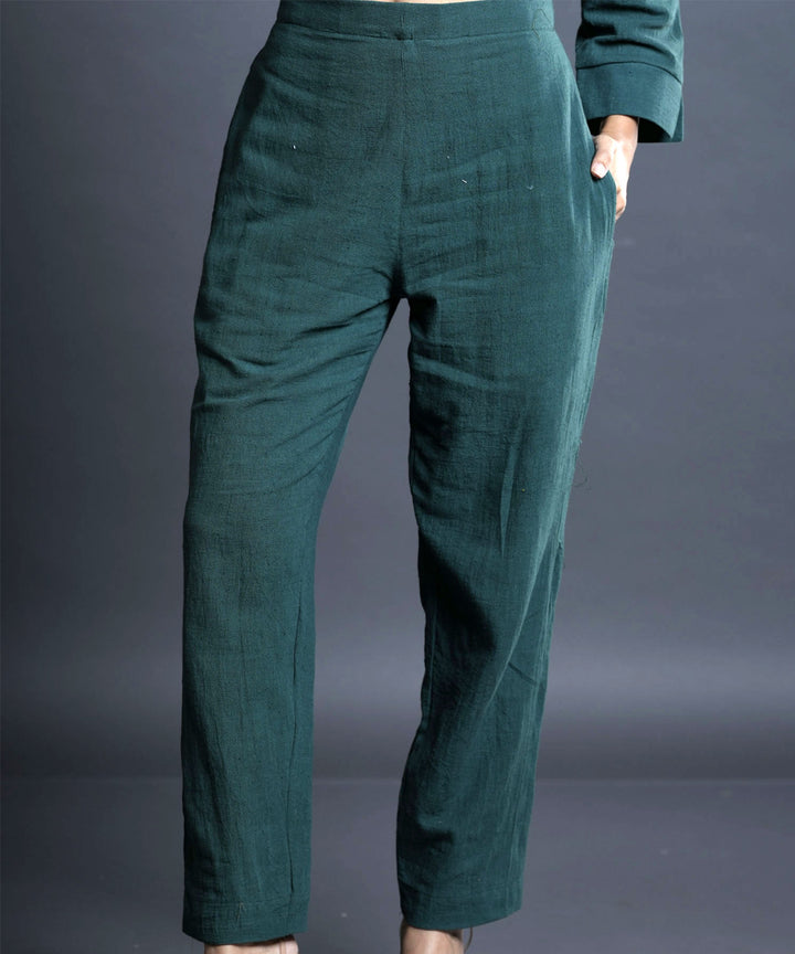Siyona teal green handwoven cotton comfort pant