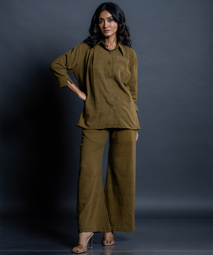 Vaika olive handwoven cotton comfort pant
