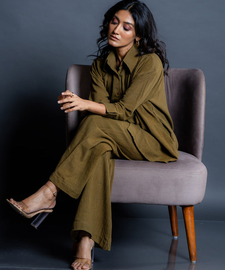 Vaika olive handwoven cotton comfort pant