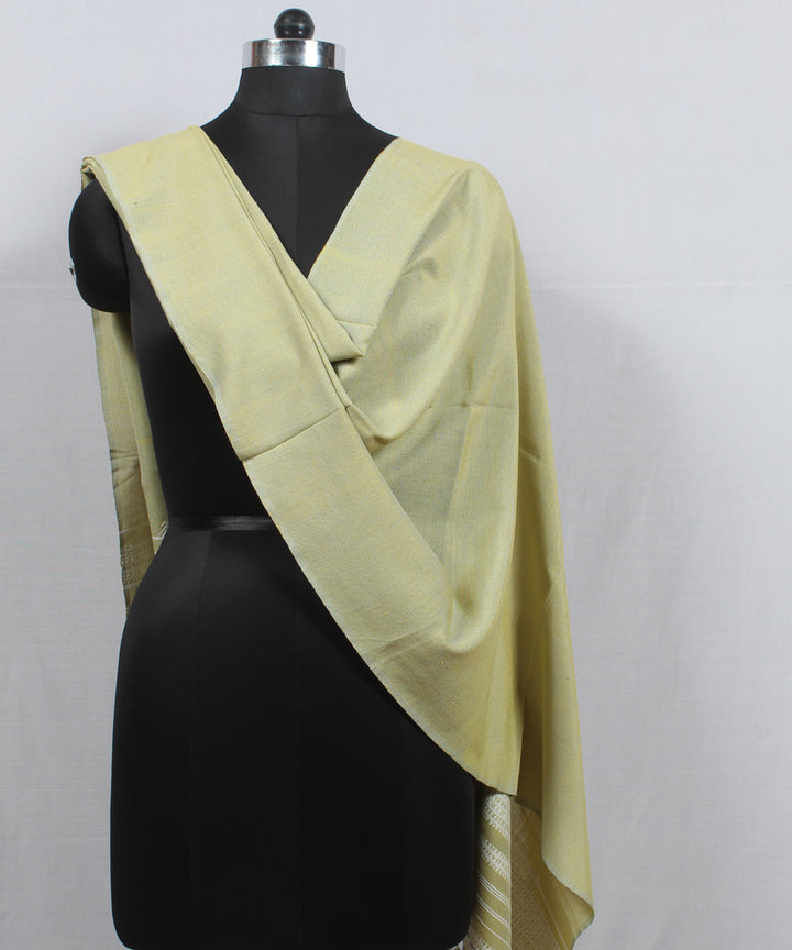 Olive green white handloom fine bhujodi cotton stole