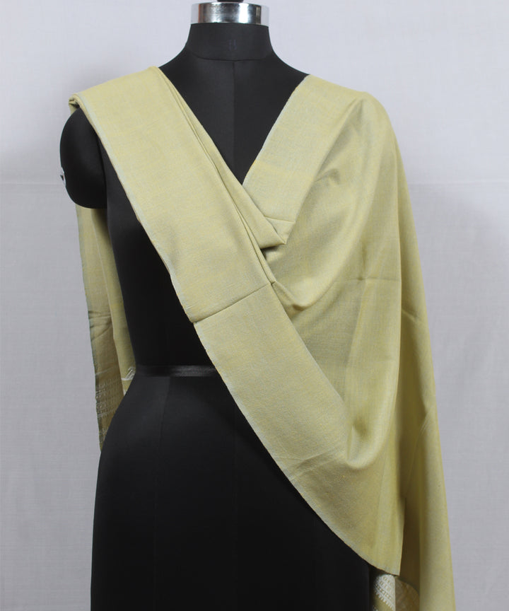 Olive green white handloom fine bhujodi cotton stole