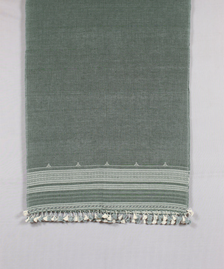 Light green white fine cotton bhujodi handloom stole