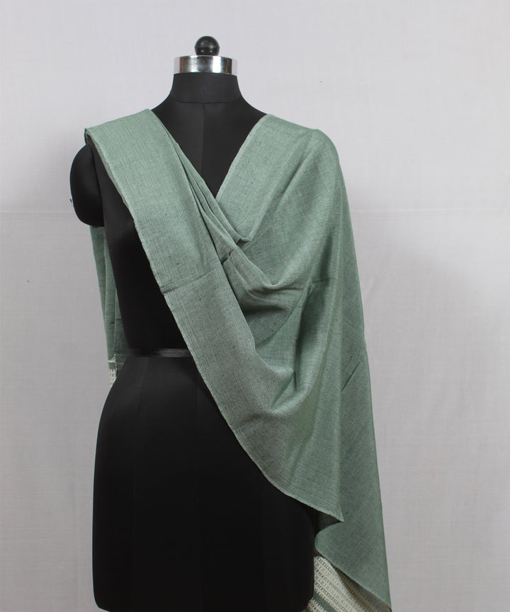 Light green white fine cotton bhujodi handloom stole
