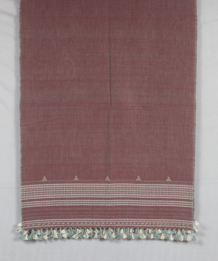Maroon white handloom fine cotton bhujodi stole