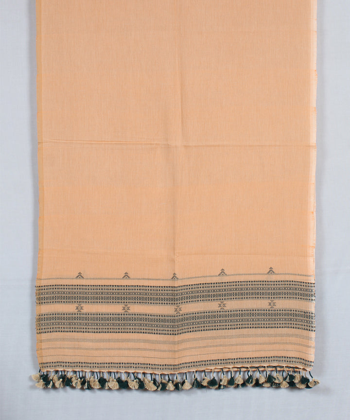 Beige navy blue fine bhujodi handloom cotton stole