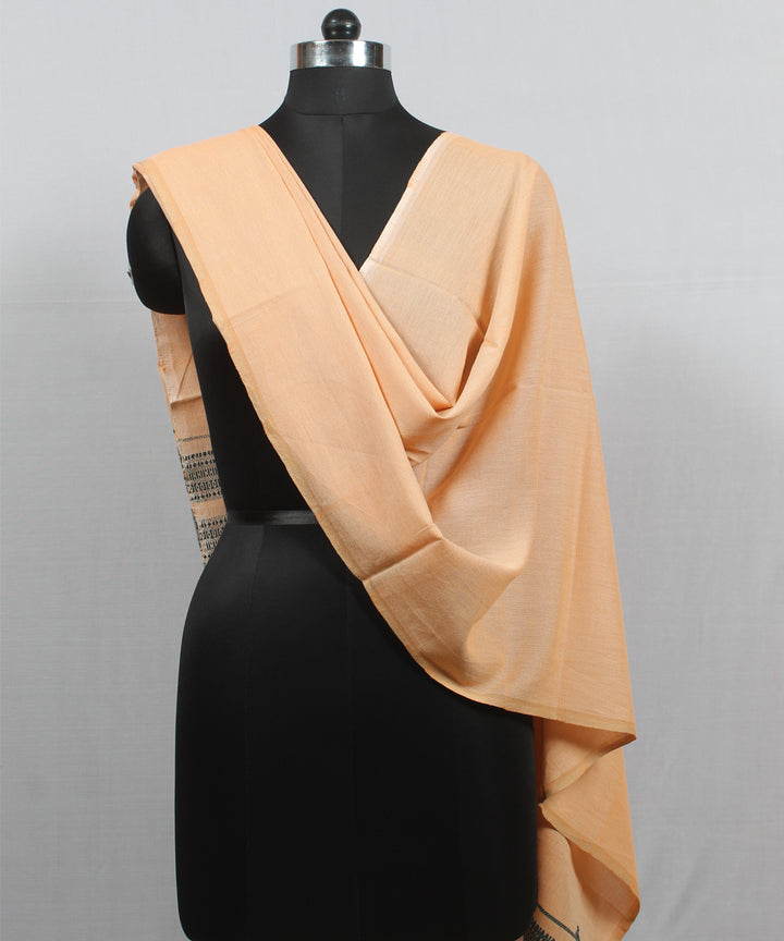 Beige navy blue fine bhujodi handloom cotton stole