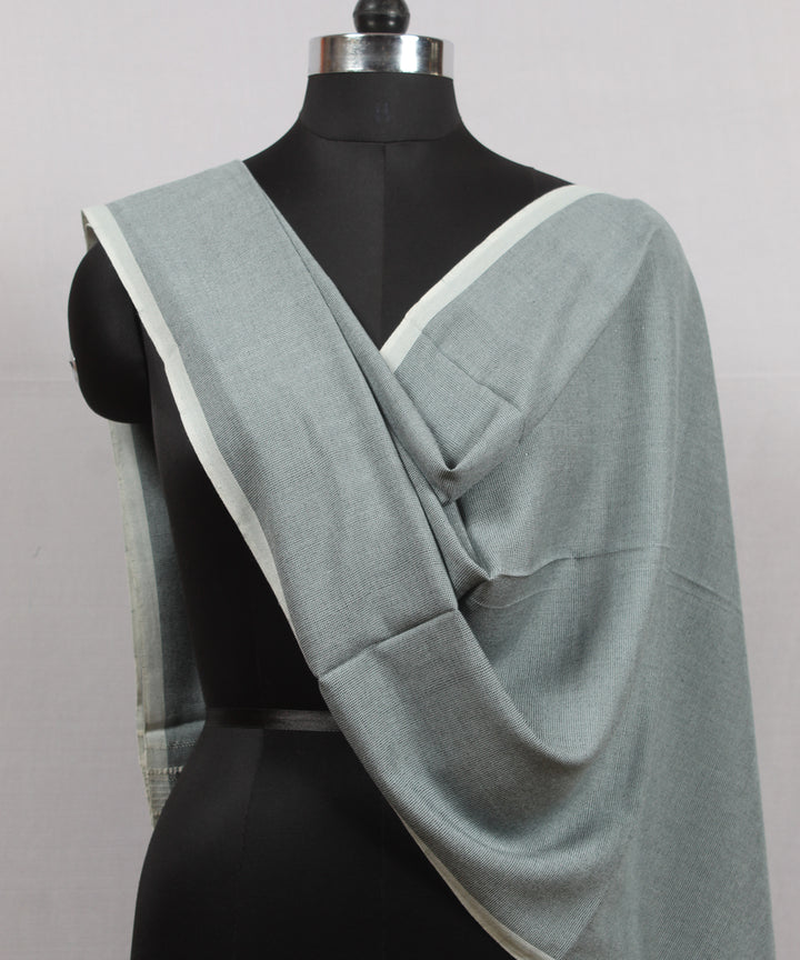 Grey offwhite handloom fine cotton bhujodi stole