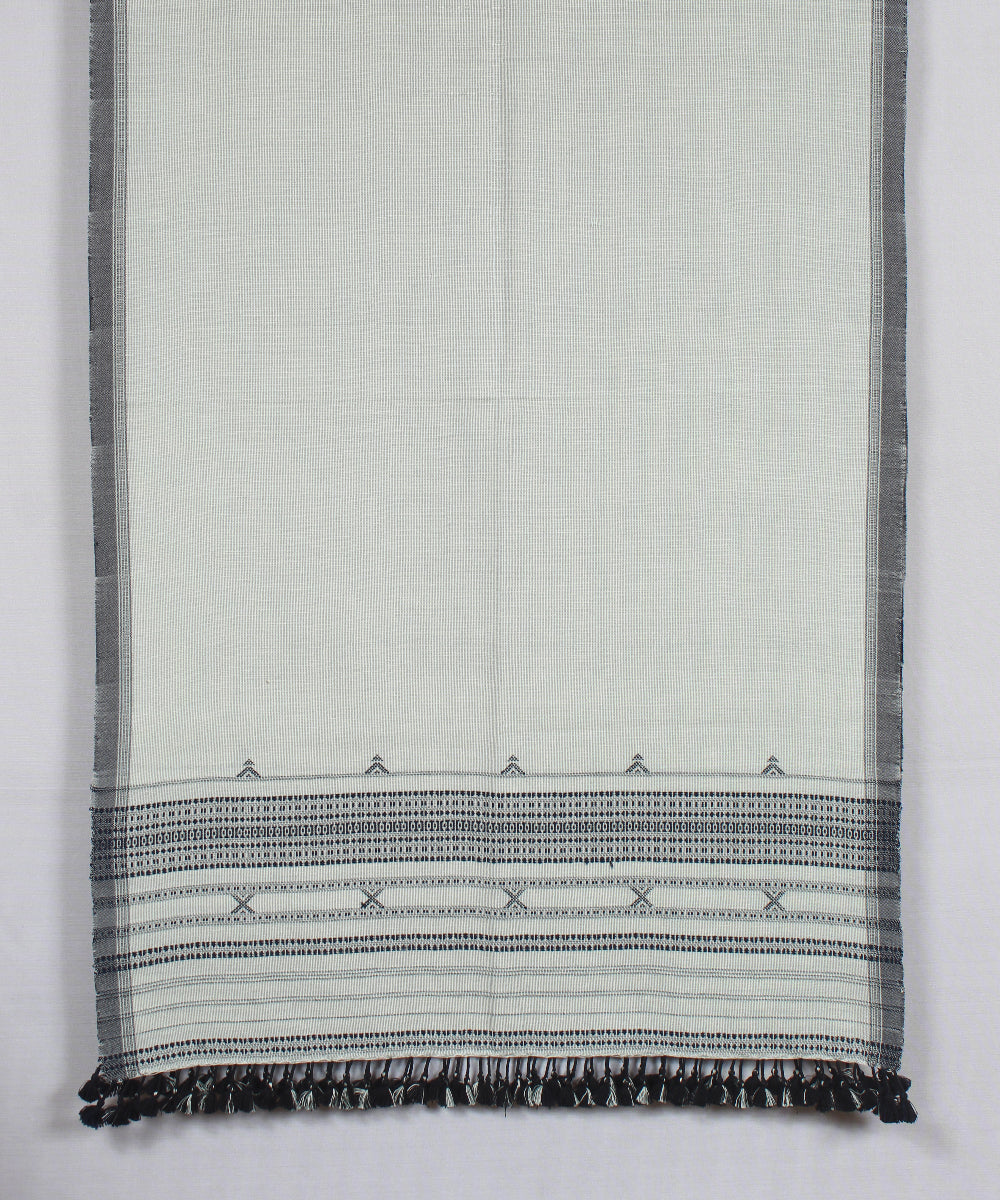 Black offwhite handloom fine cotton bhujodi stole
