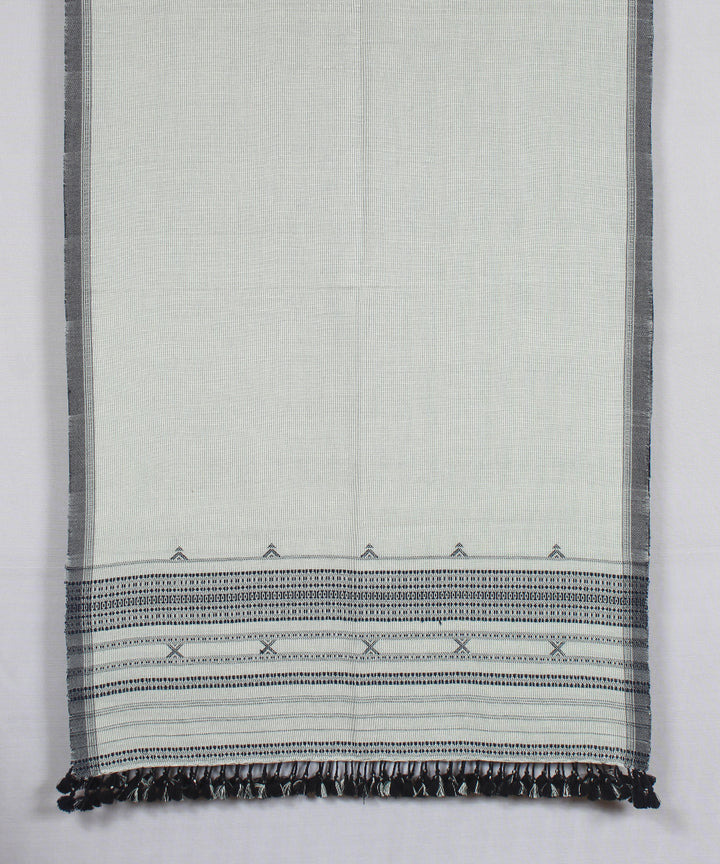 Black offwhite handloom fine cotton bhujodi stole