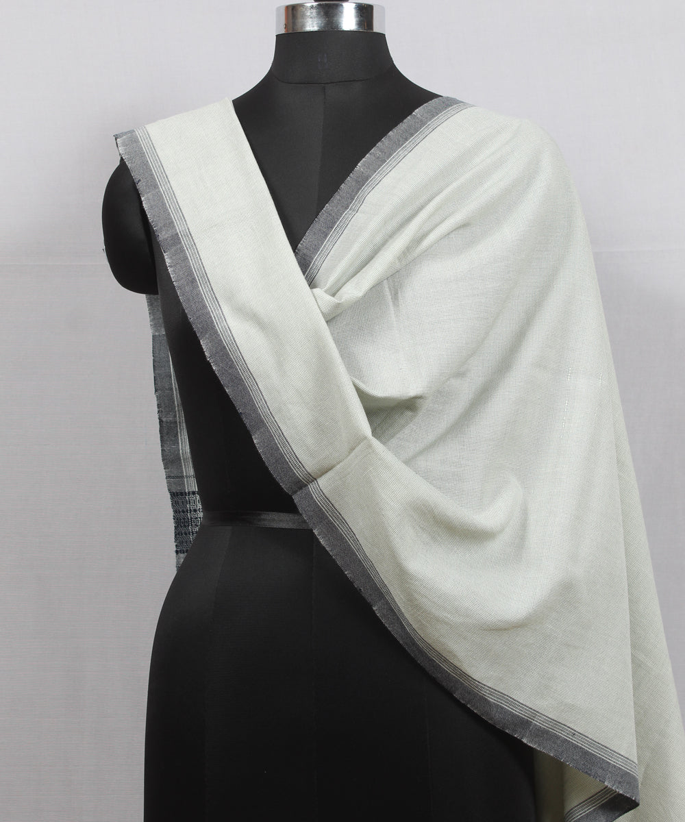 Black offwhite handloom fine cotton bhujodi stole