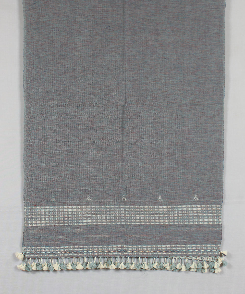 Grey white handloom fine cotton bhujodi stole