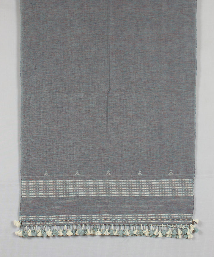 Grey white handloom fine cotton bhujodi stole