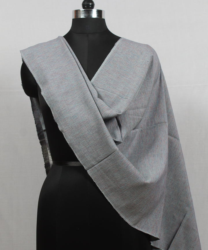 Grey white handloom fine cotton bhujodi stole