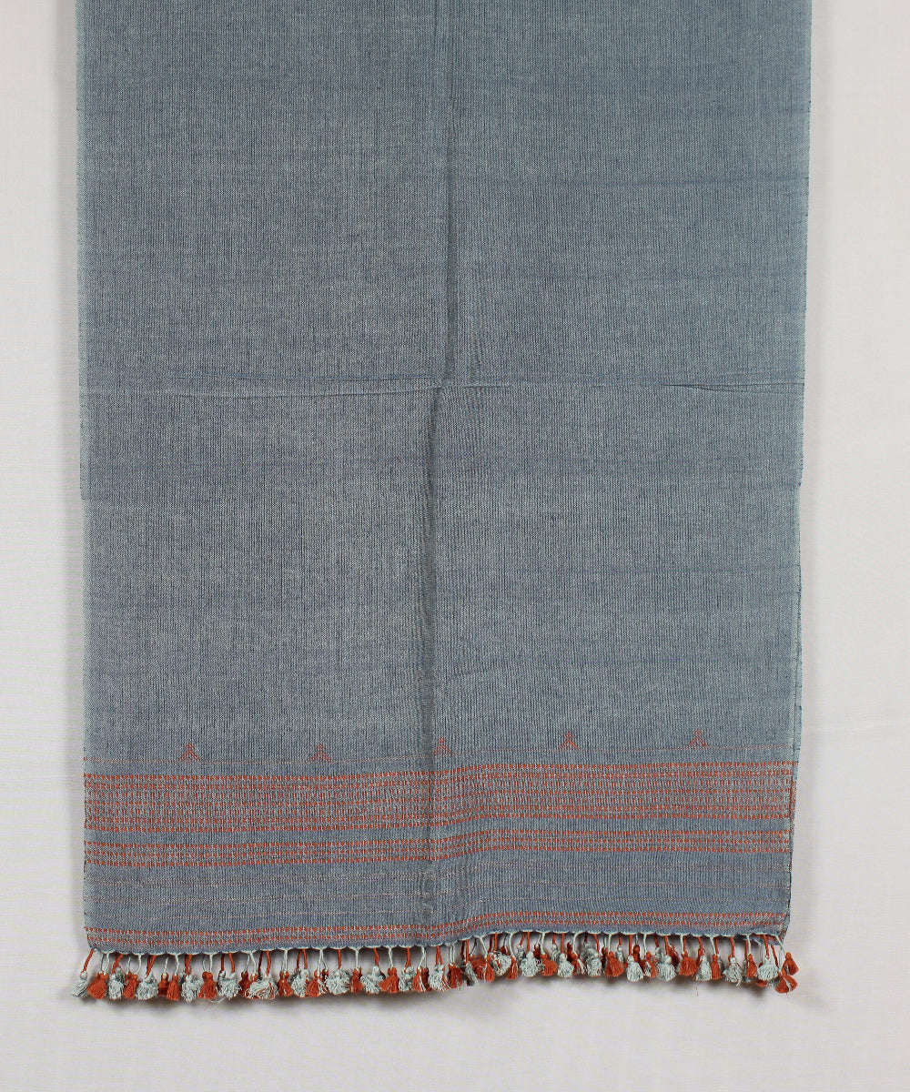 Grey orange handloom fine cotton bhujodi stole