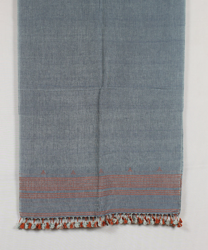 Grey orange handloom fine cotton bhujodi stole