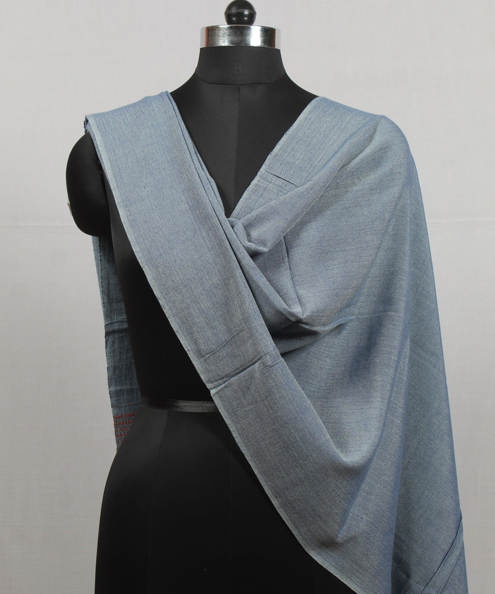 Grey orange handloom fine cotton bhujodi stole