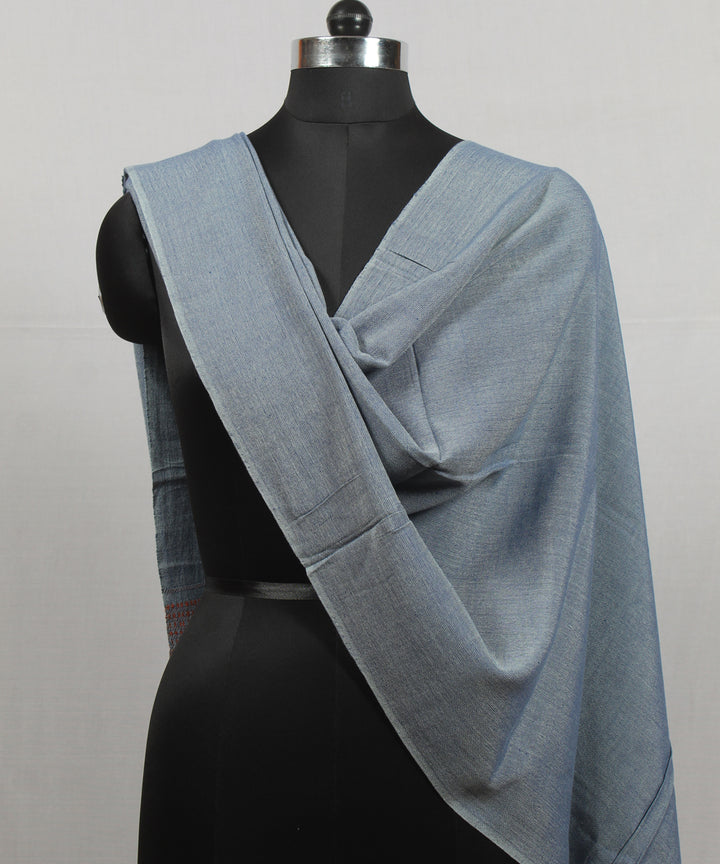 Grey orange handloom fine cotton bhujodi stole