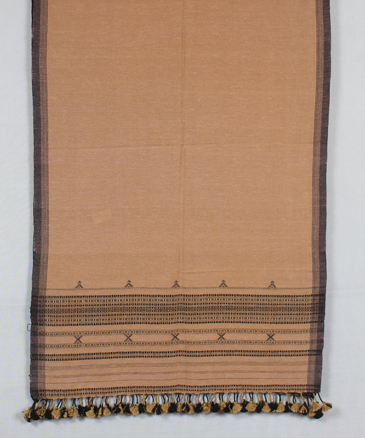 Beige black handloom fine cotton bhujodi stole