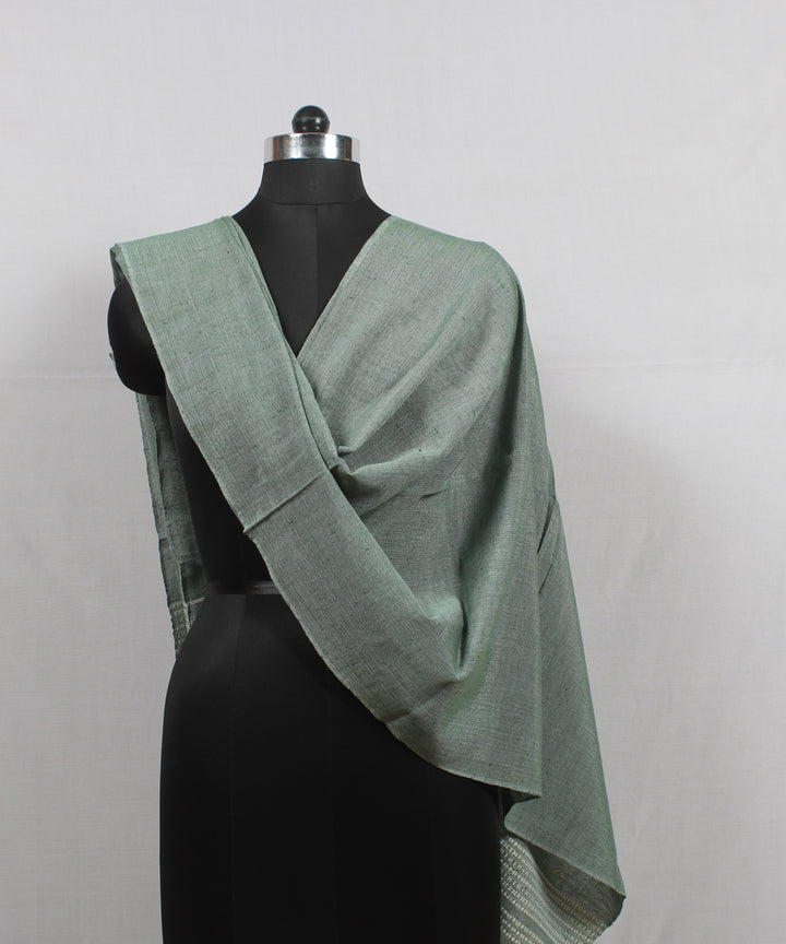 Light green white handloom fine cotton bhujodi stole