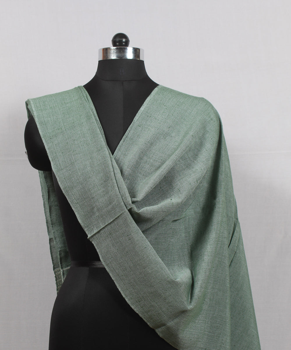 Light green white handloom fine cotton bhujodi stole