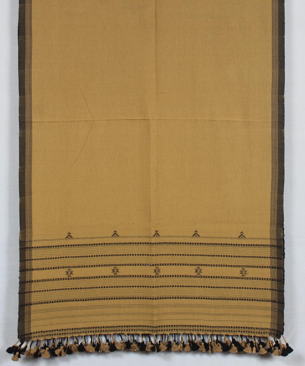 Beige blue handloom fine cotton bhujodi stole