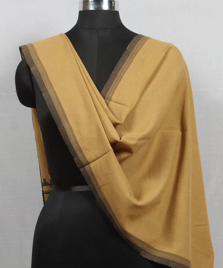 Beige blue handloom fine cotton bhujodi stole