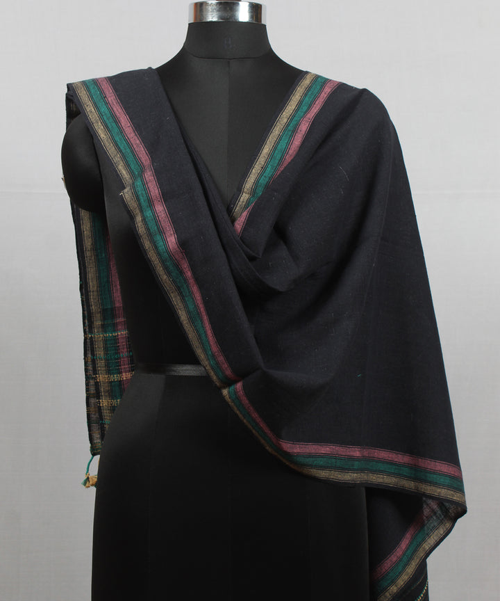 Black striped handloom kala cotton bhujodi stole