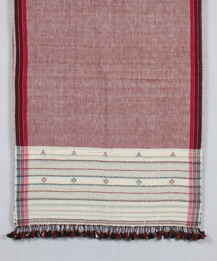 Offwhite striped handloom kala bhujodi cotton stole